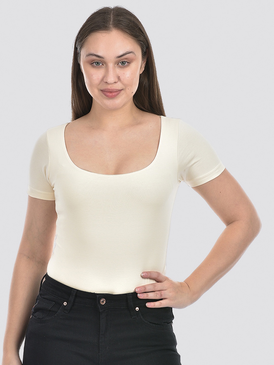 

ONEWAY Women Skinny Fit Bodysuit, Cream