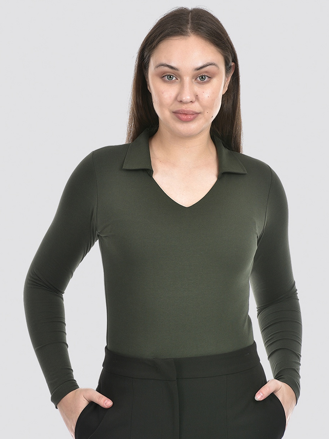 

ONEWAY Women Skinny Fit Bodysuit, Olive