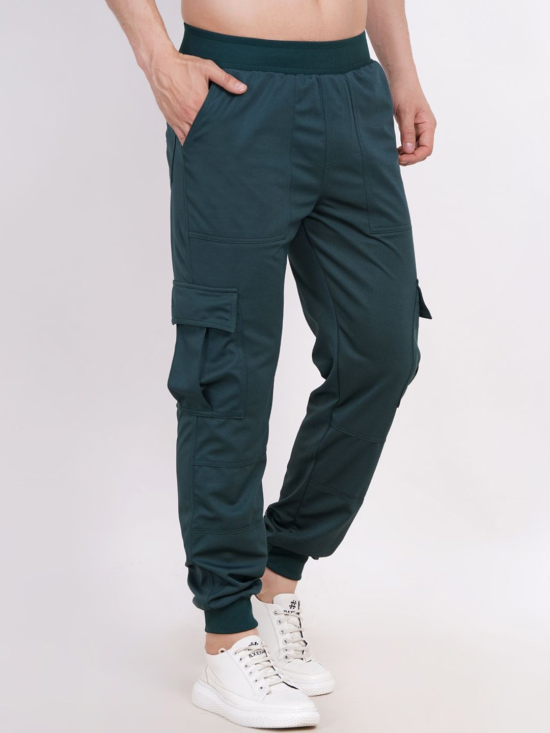 

Raxedo Men Relaxed Fit Breathable Dry Fit Cargo Joggers, Green