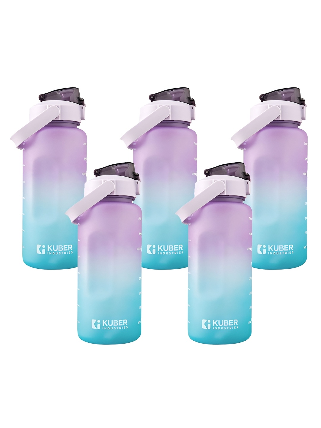 

Kuber Industries Pack Of 5 Blue & Purple Plastic Printed Water Bottles