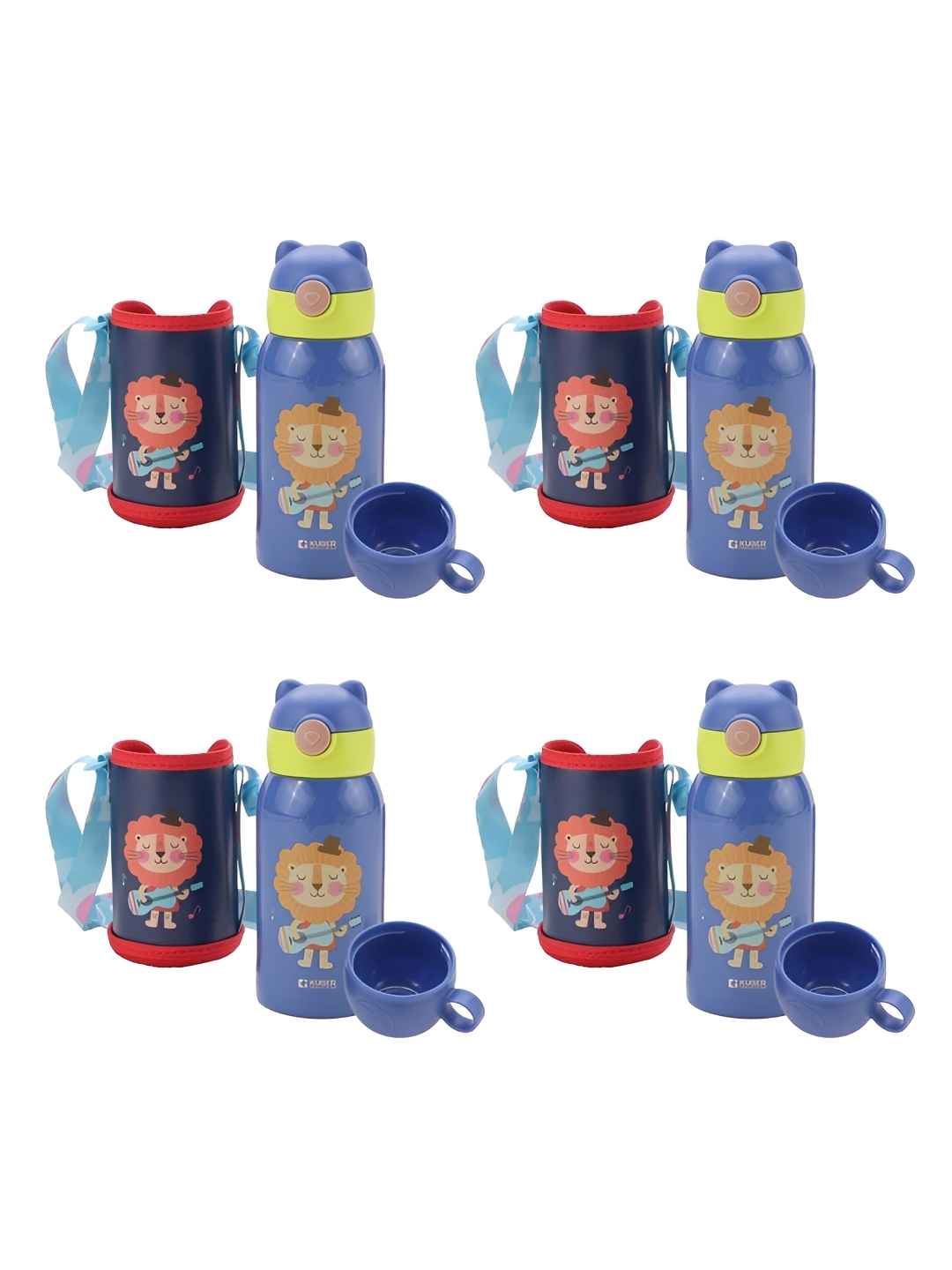 

Kuber Industries Blue & Pink Set of 4 Stainless Steel Printed Water Bottle