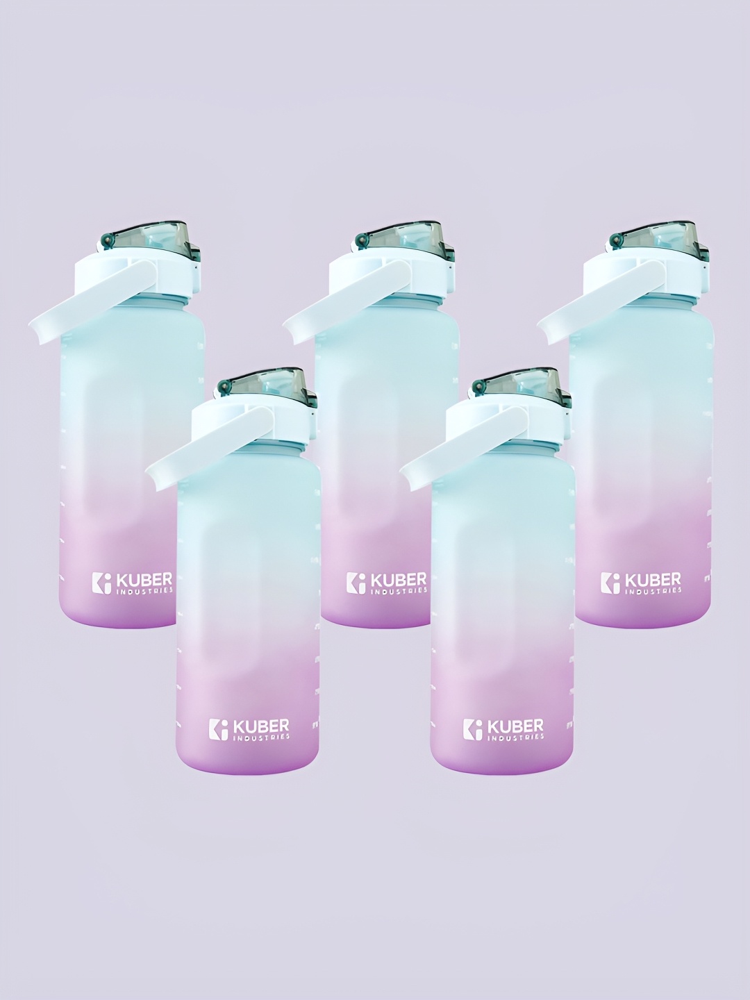 

Kuber Industries Blue & Purple Set of 5 Plastic Printed Water Bottle