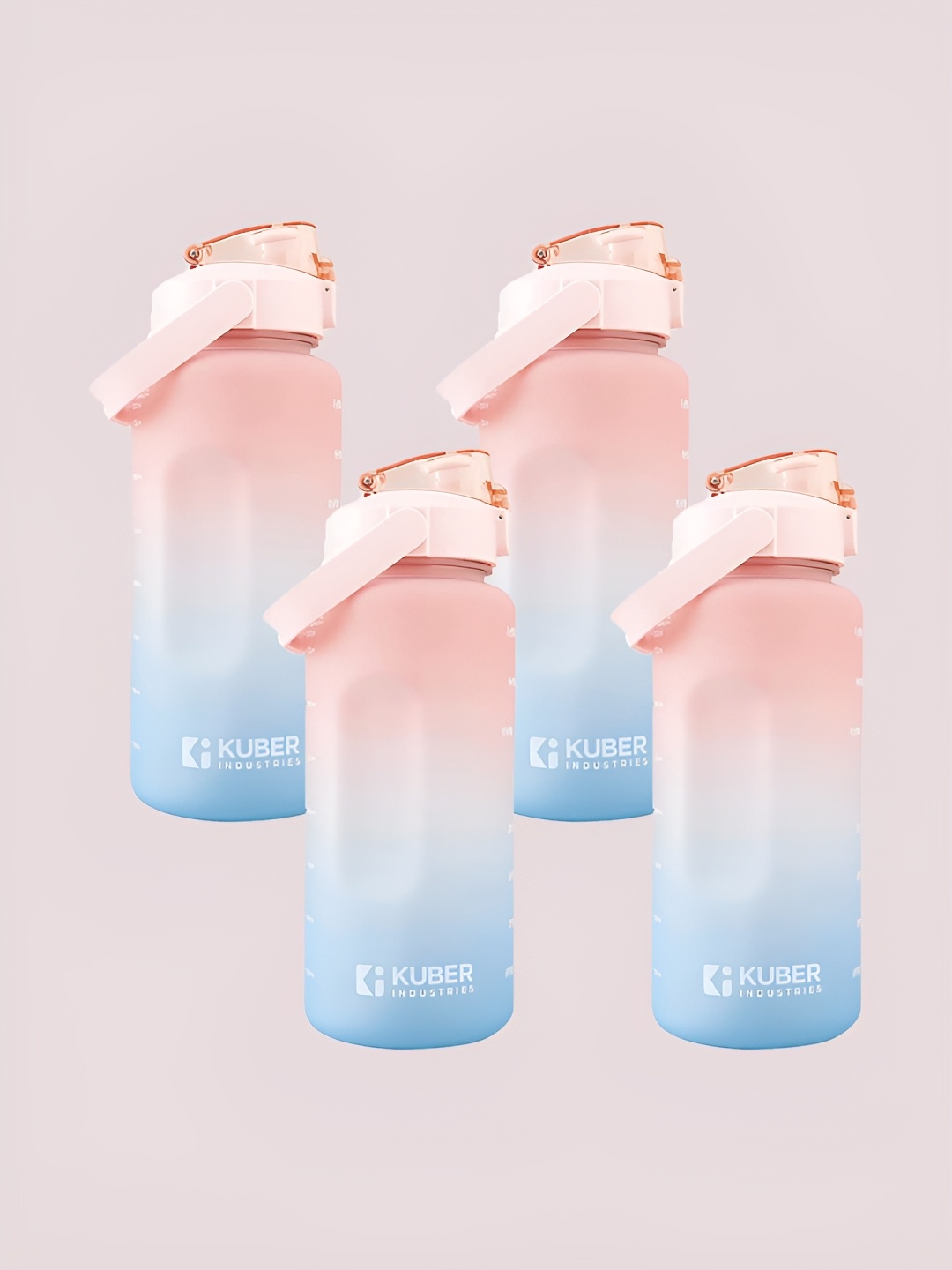 

Kuber Industries Blue & Peach-Coloured Set of 4 Plastic Printed Water Bottle
