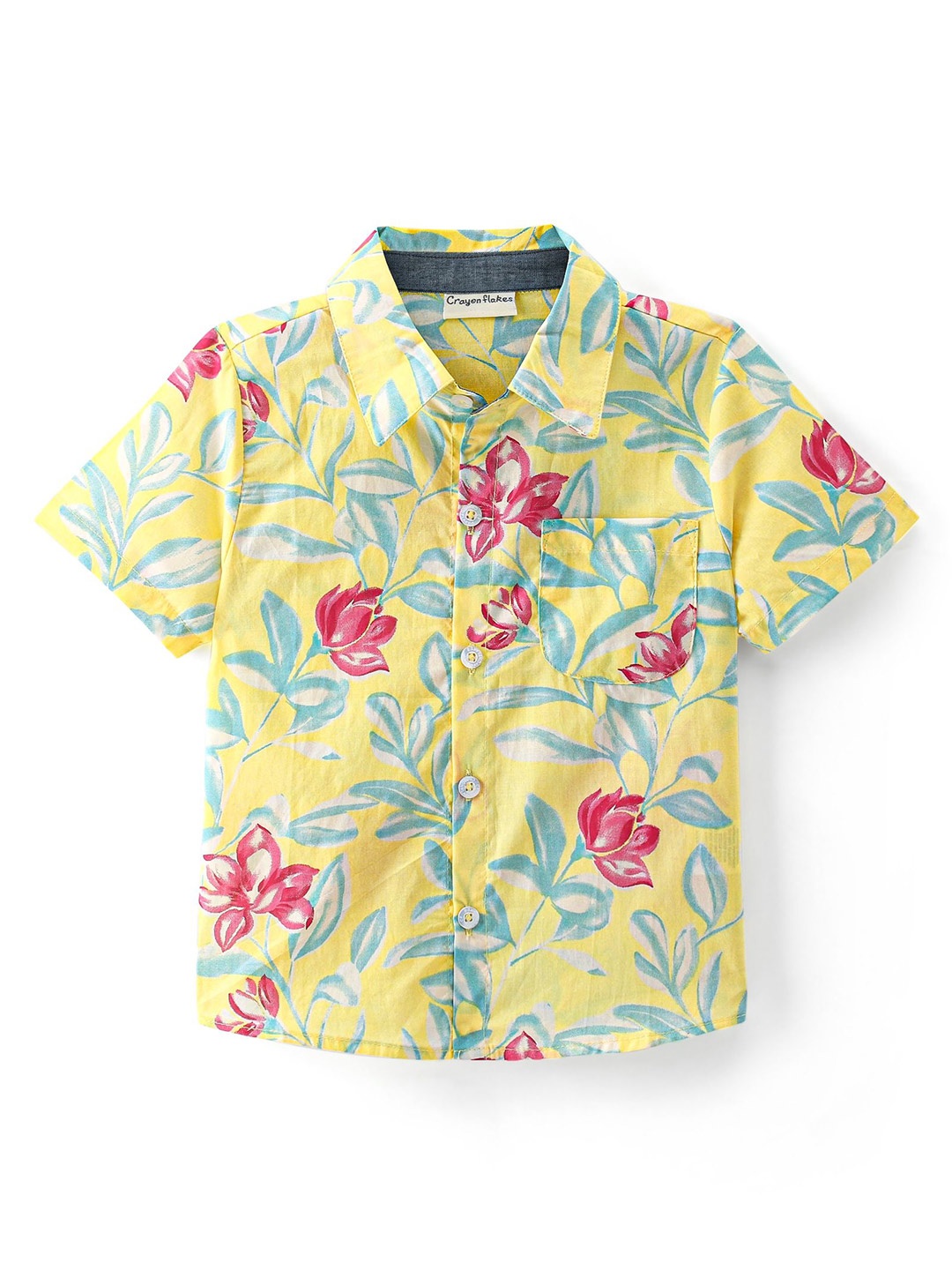 

CrayonFlakes Boys Floral Printed Casual Shirt, Yellow