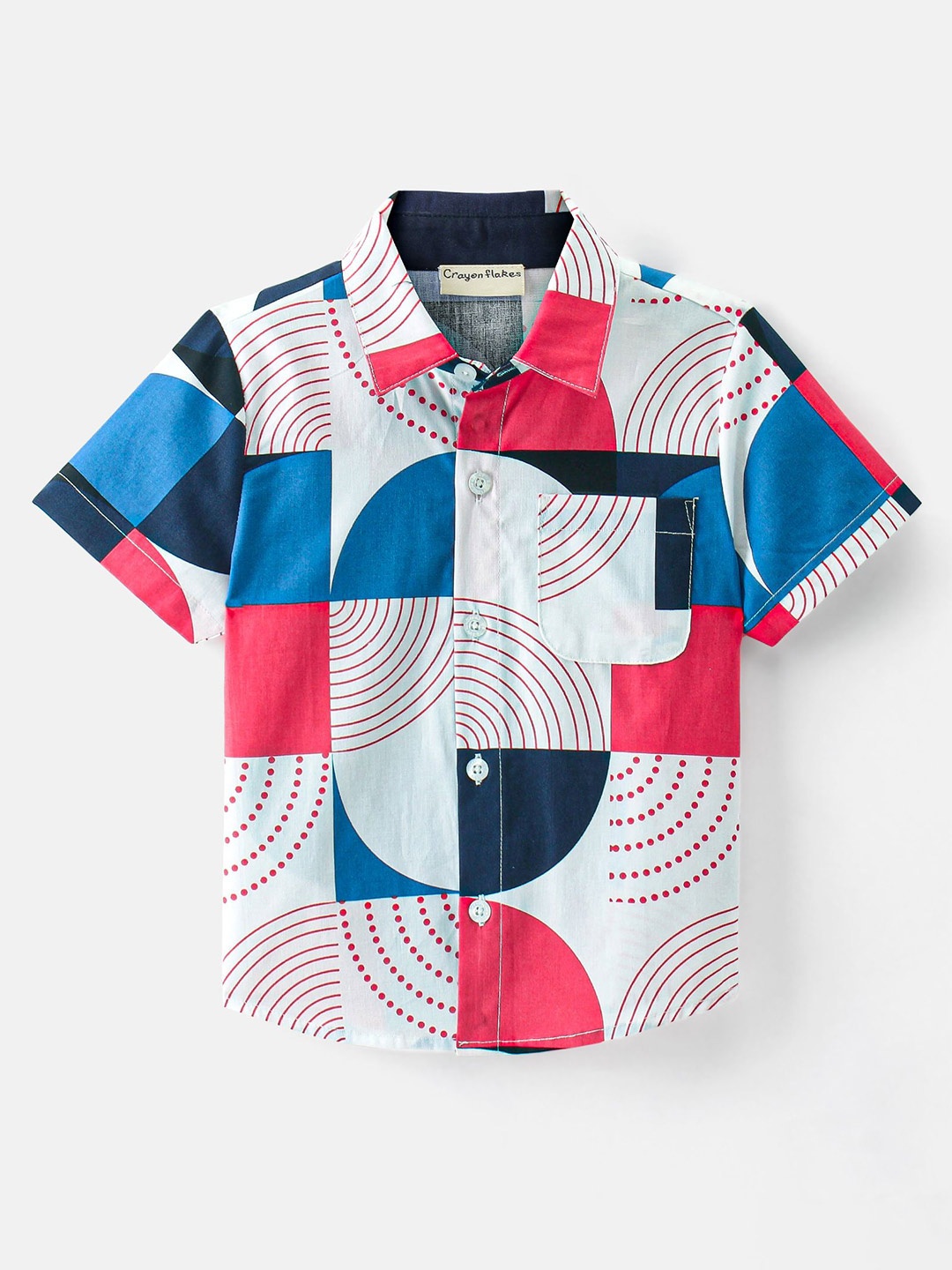 

CrayonFlakes Boys Geometric Printed Casual Shirt, Off white