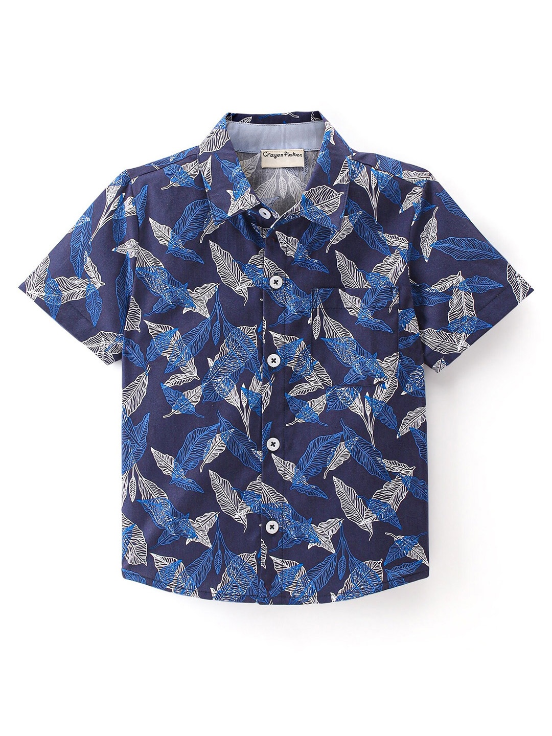 

CrayonFlakes Boys Tropical Printed Casual Shirt, Blue