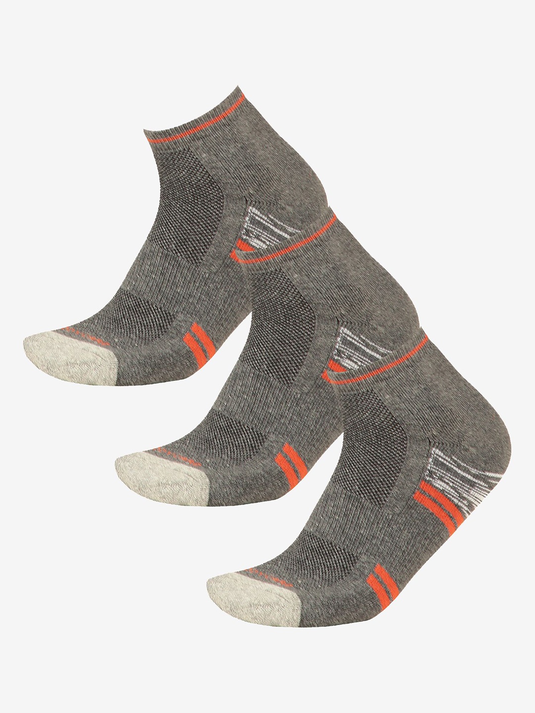 

Bodycare Men Pack of 3 Patterned Moisture Wicking Combed Cotton Ankle Length Socks, Grey