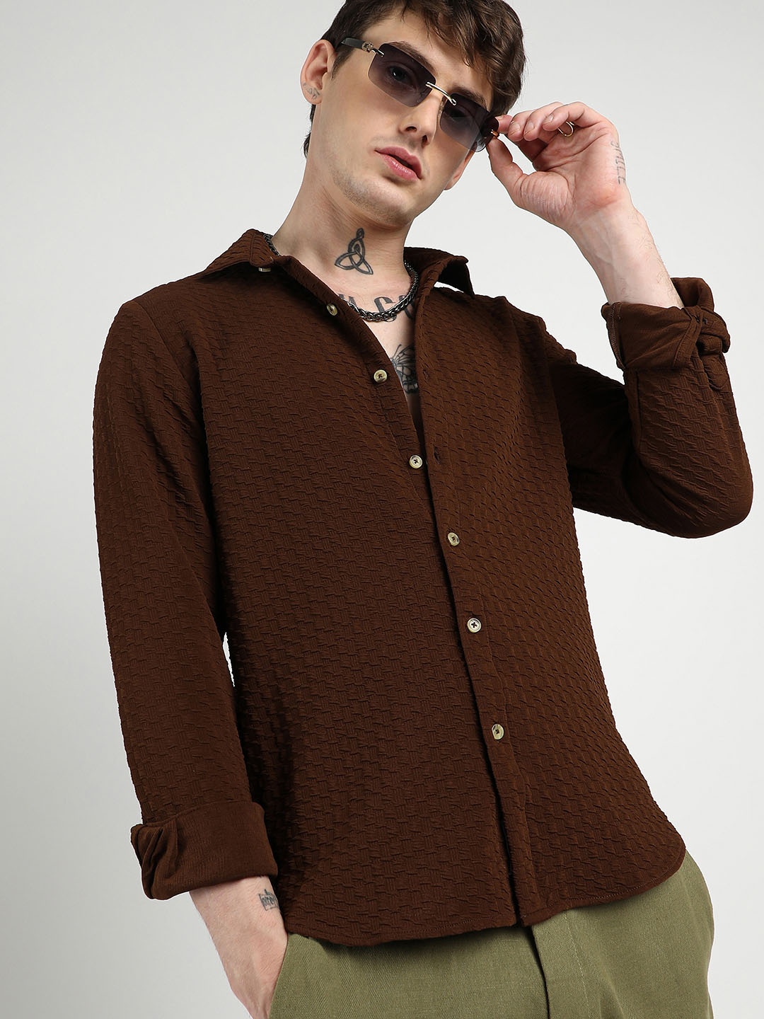 

Campus Sutra Men Comfort Opaque Casual Shirt, Brown