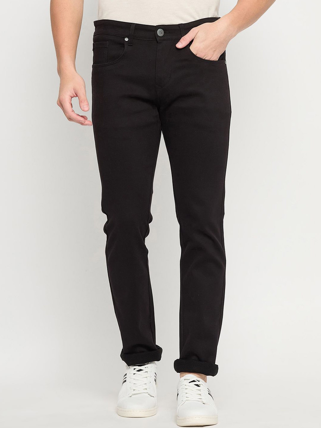 

Duke Men Mid-Rise Slim Fit Trousers, Black