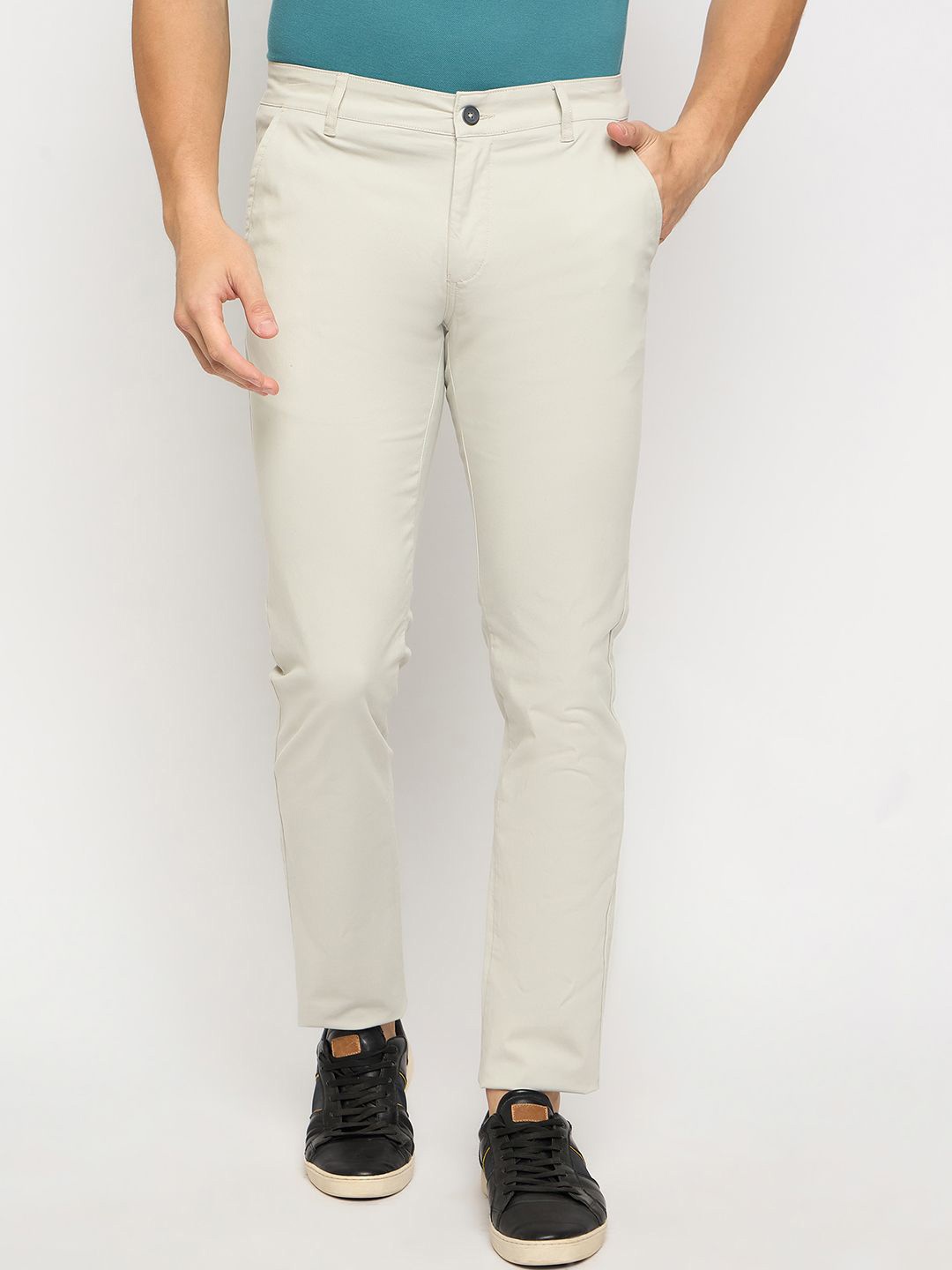 

Duke Men Slim Fit Trousers, Cream