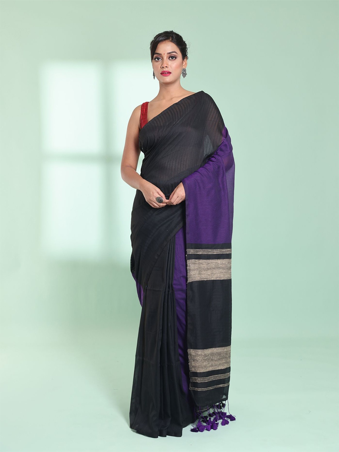 

Charukriti Pure Cotton Saree, Black