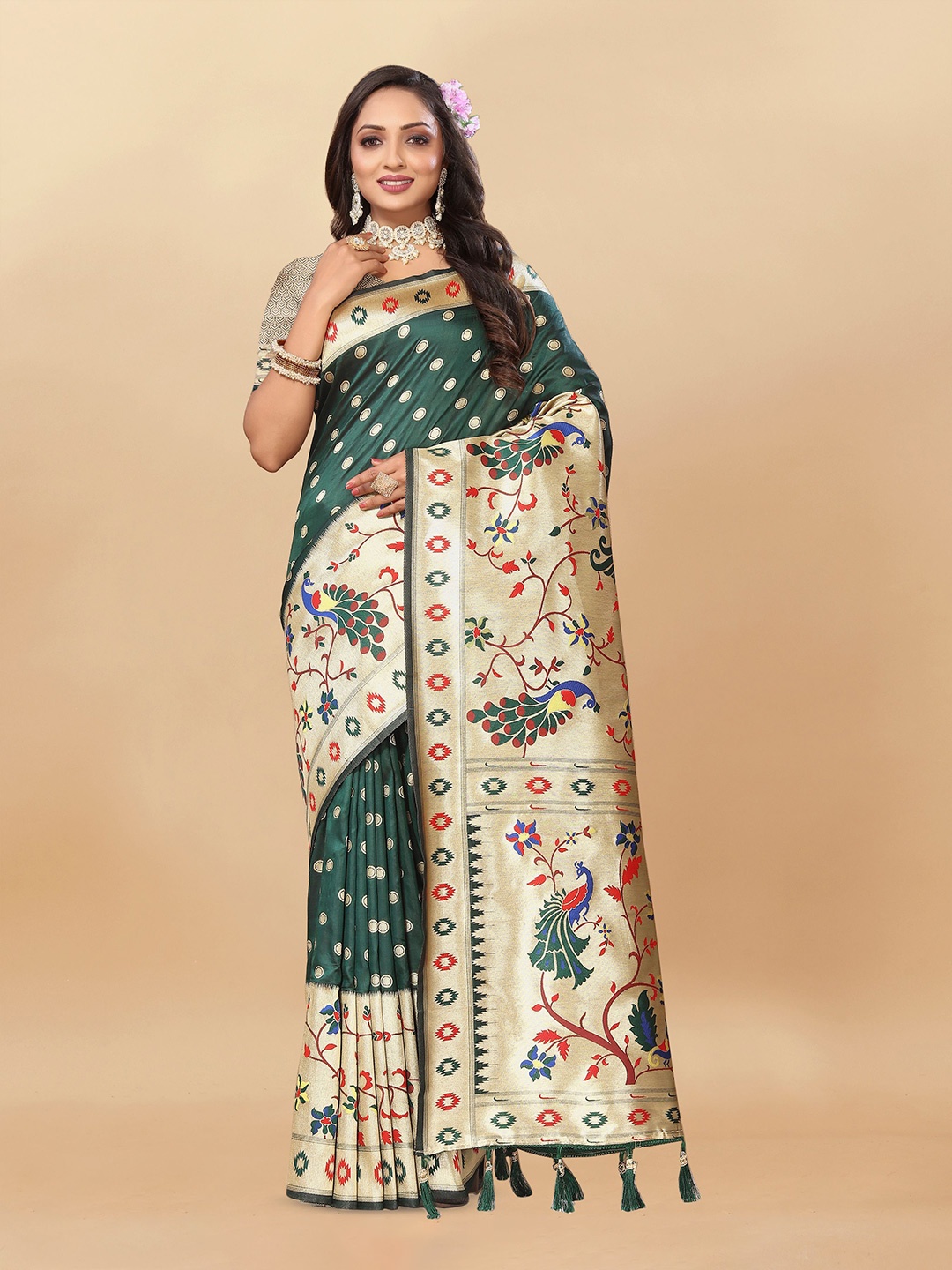 

Upalksh Woven Design Zari Banarasi Saree, Green