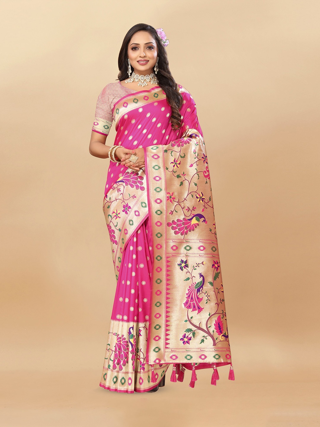 

Upalksh Woven Design Zari Patola Saree, Pink