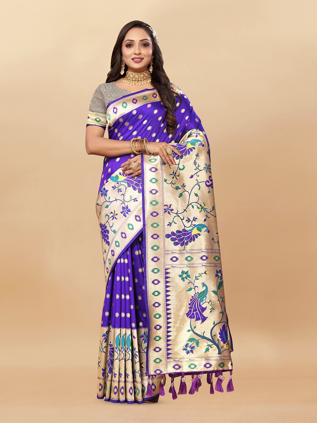 

Upalksh Woven Design Zari Banarasi Saree, Violet