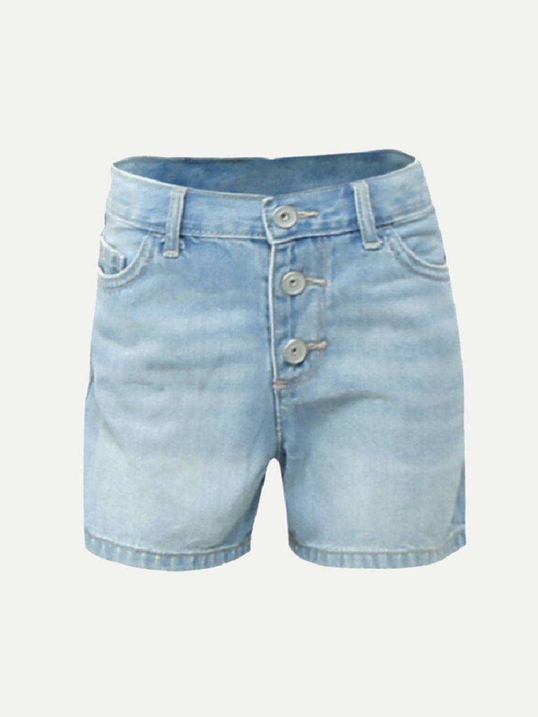 

BAESD Girls Washed Mid-Rise Denim Shorts, Blue