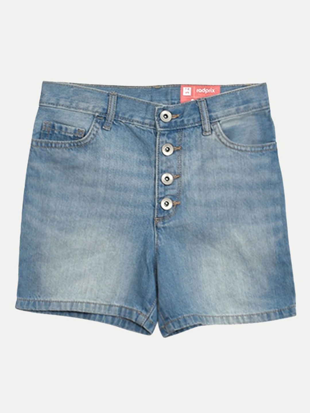 

BAESD Girls Washed Mid-Rise Denim Shorts, Blue