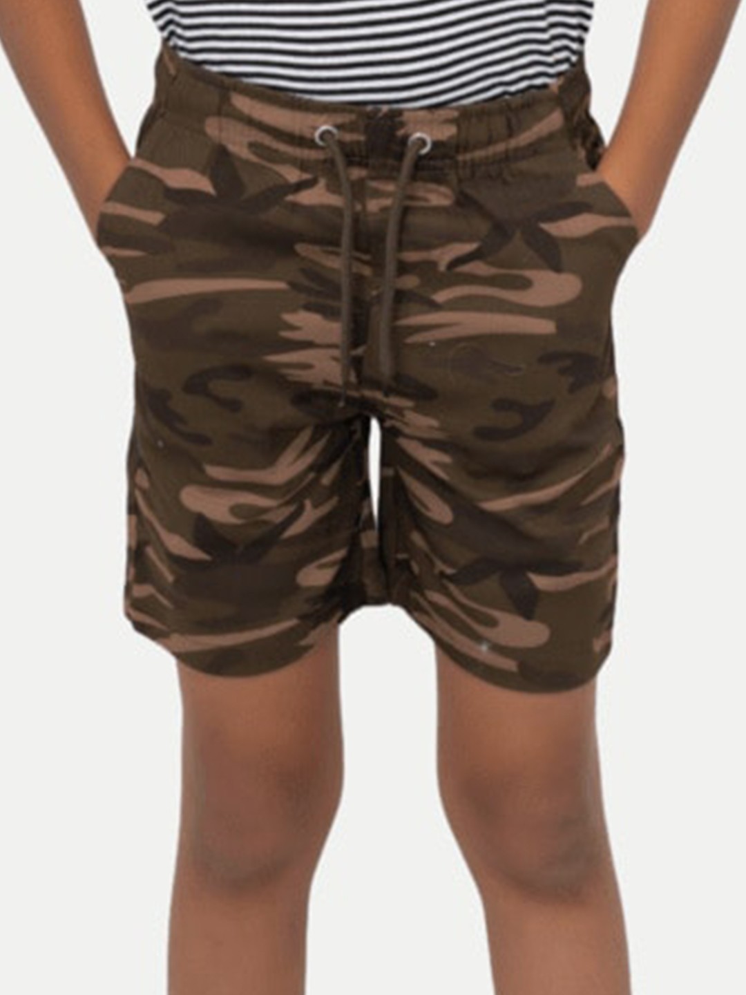 

BAESD Boys Camouflage Printed Mid-Rise Regular Shorts, Olive