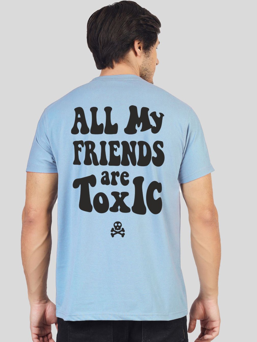 

Greylongg Men Typography Printed Round Neck T-shirt, Blue