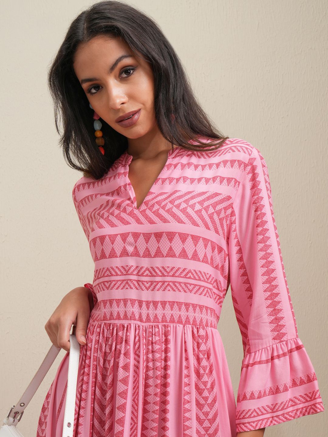 

Vishudh Fit & Flare Midi Dress, Pink