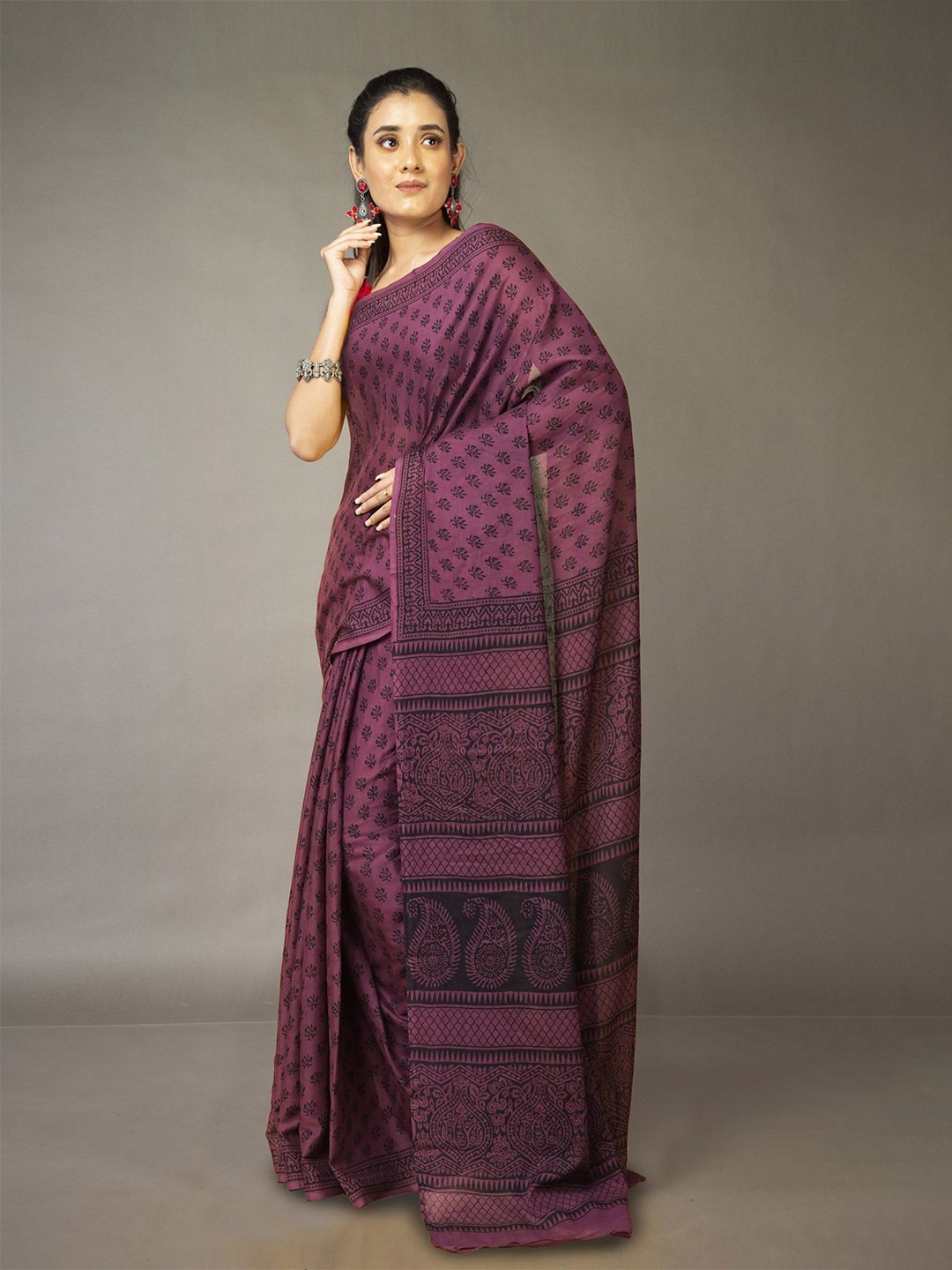 

Unnati Silks Bagh Pure Cotton Handloom Bagh Saree, Brown