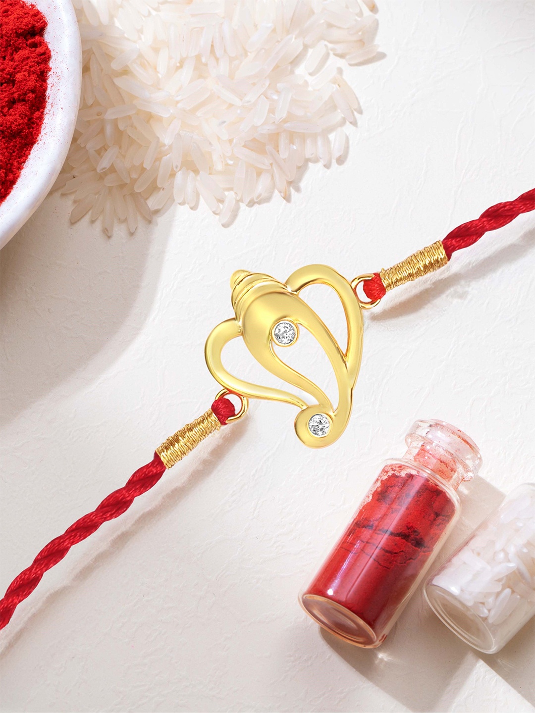 

Zavya 925 Sterling Silver Gold Plated Ganesh Charm Brother Rakhi