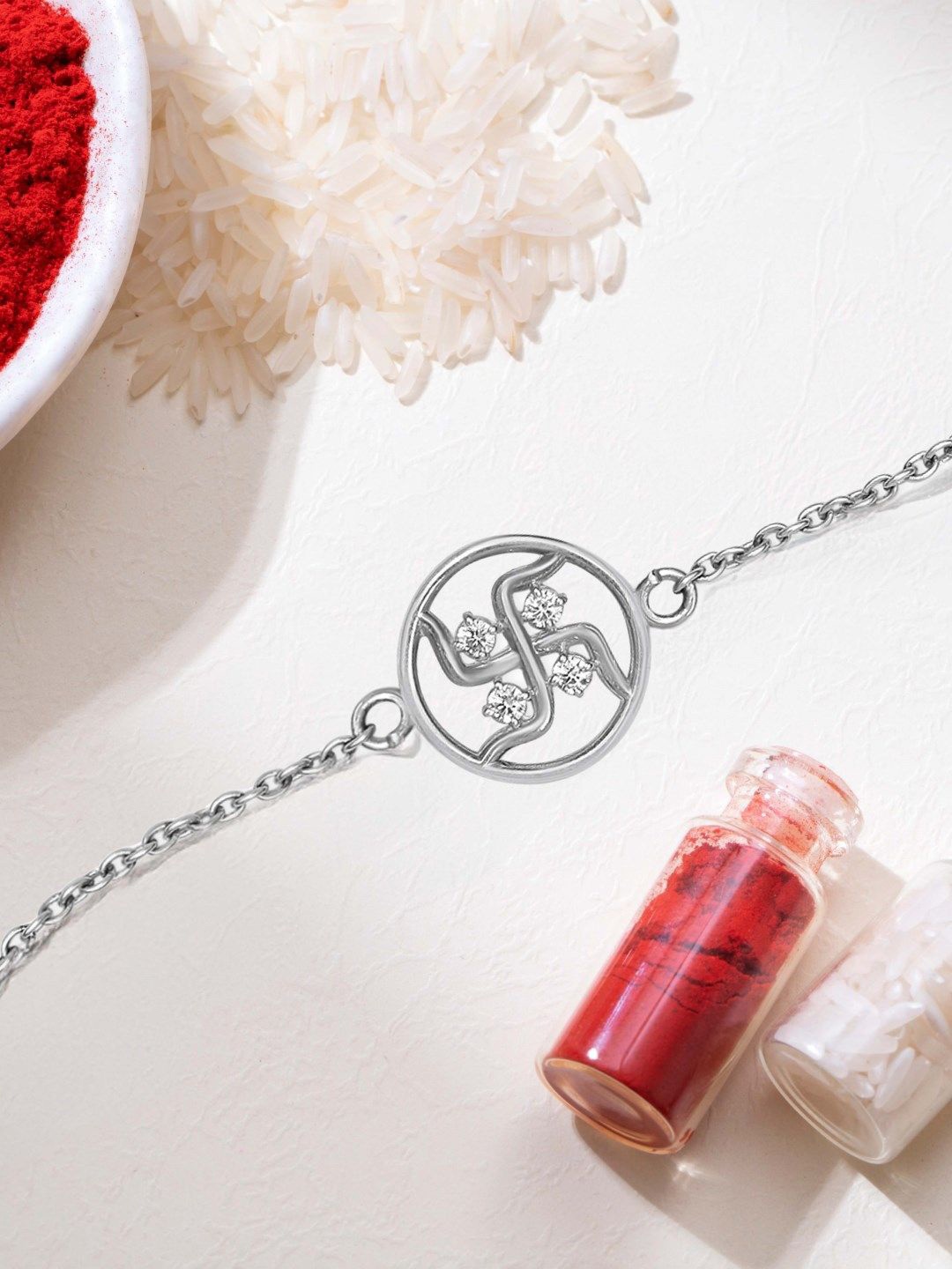 

Zavya 925 Sterling Silver Swastik Brother Rakhi Bracelet