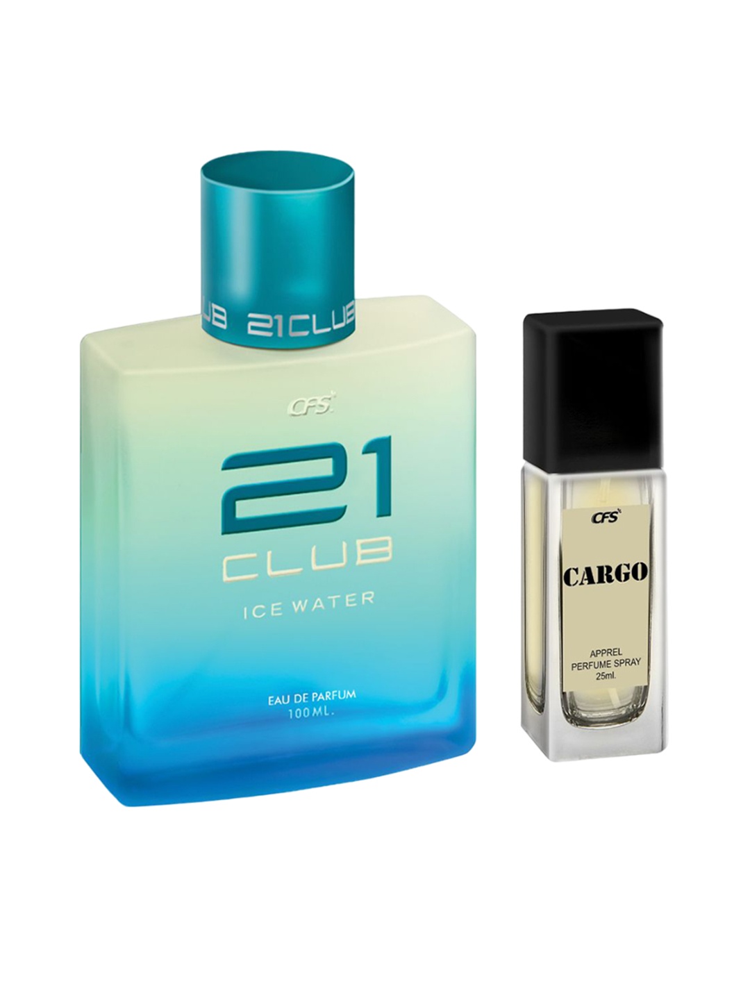 

CFS Set of 21 Club Ice Water Eau De Parfum & Cargo Perfume Spray - 100ml + 25ml, Turquoise blue