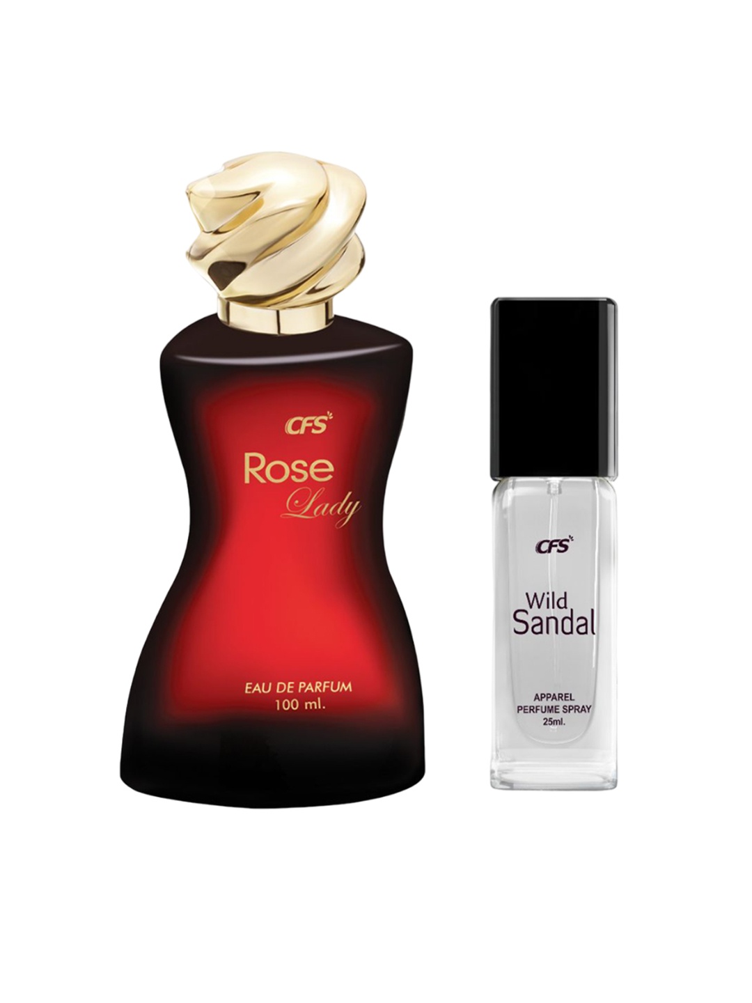 

CFS Set of Rose Lady Eau De Parfum & Wild Sandal Perfume Spray - 100ml + 25ml, Red