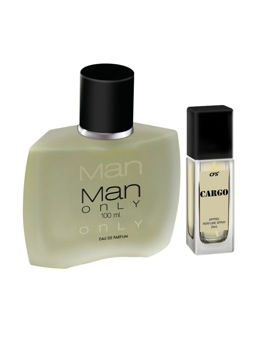 

CFS Set of Man Only Black Eau De Parfum - 100ml & Cargo Khakhi Apparel Perfume - 25ml, Olive