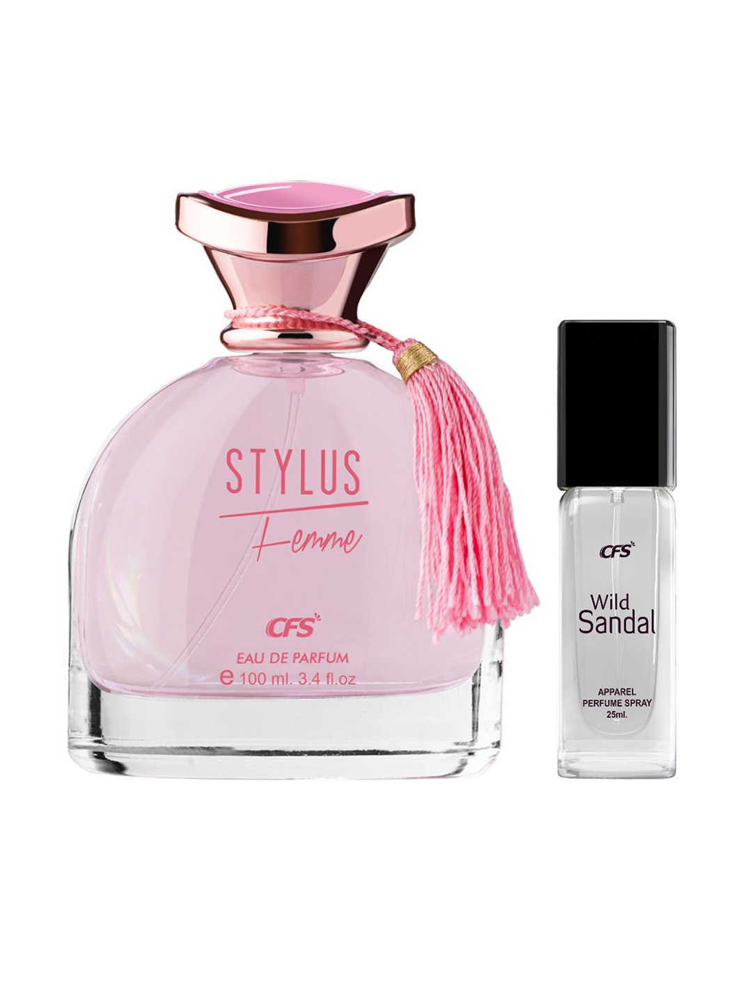 

CFS Set of Stylus Femme Pink Eau De Parfum - 100ml & Wild Sandal Apparel Perfume - 25ml