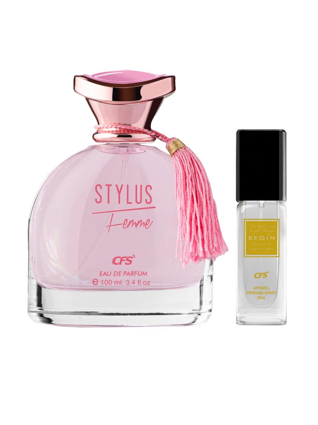 

CFS Set of Stylus Femme Pink Eau De Parfum - 100ml & Begin Gold Apparel Perfume - 25ml