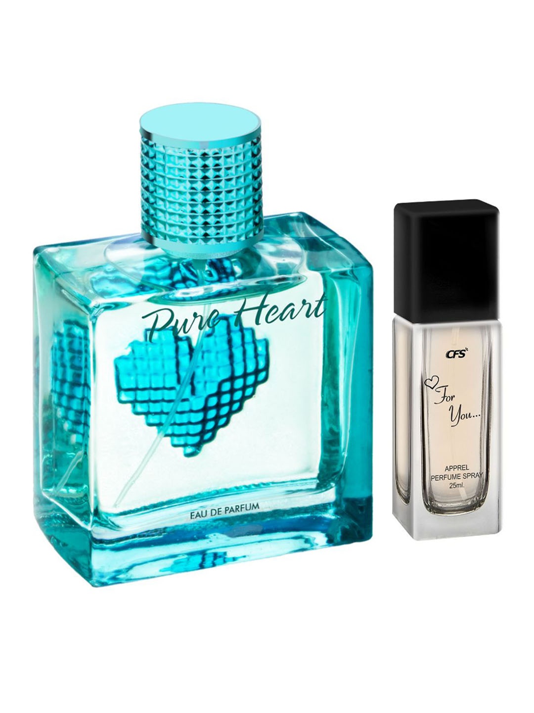 

CFS Set of Pure Heart Eau De Parfum & For You Perfume Spray - 100ml + 25ml, Turquoise blue