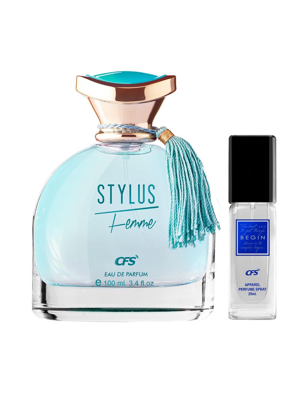 

CFS Set of Stylus Femme Blue Eau De Parfum - 100ml & Begin Blue Apparel Perfume - 25ml