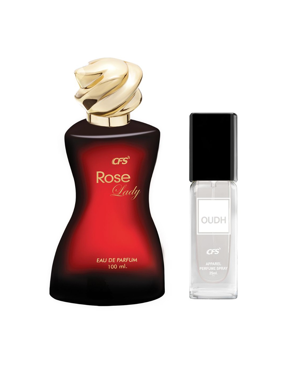 

CFS Set of Rose Lady Eau De Parfum & Oudh Perfume Spray - 100ml + 25ml, Red