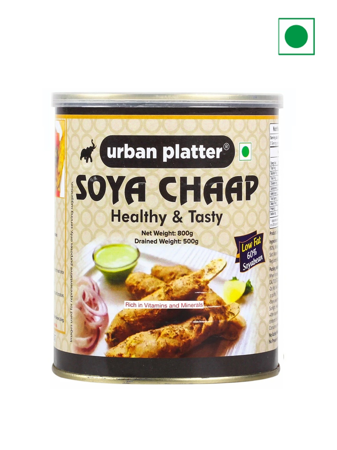 

URBAN PLATTER Soya Chaap in Brine Ready To Cook -800 g, Cream
