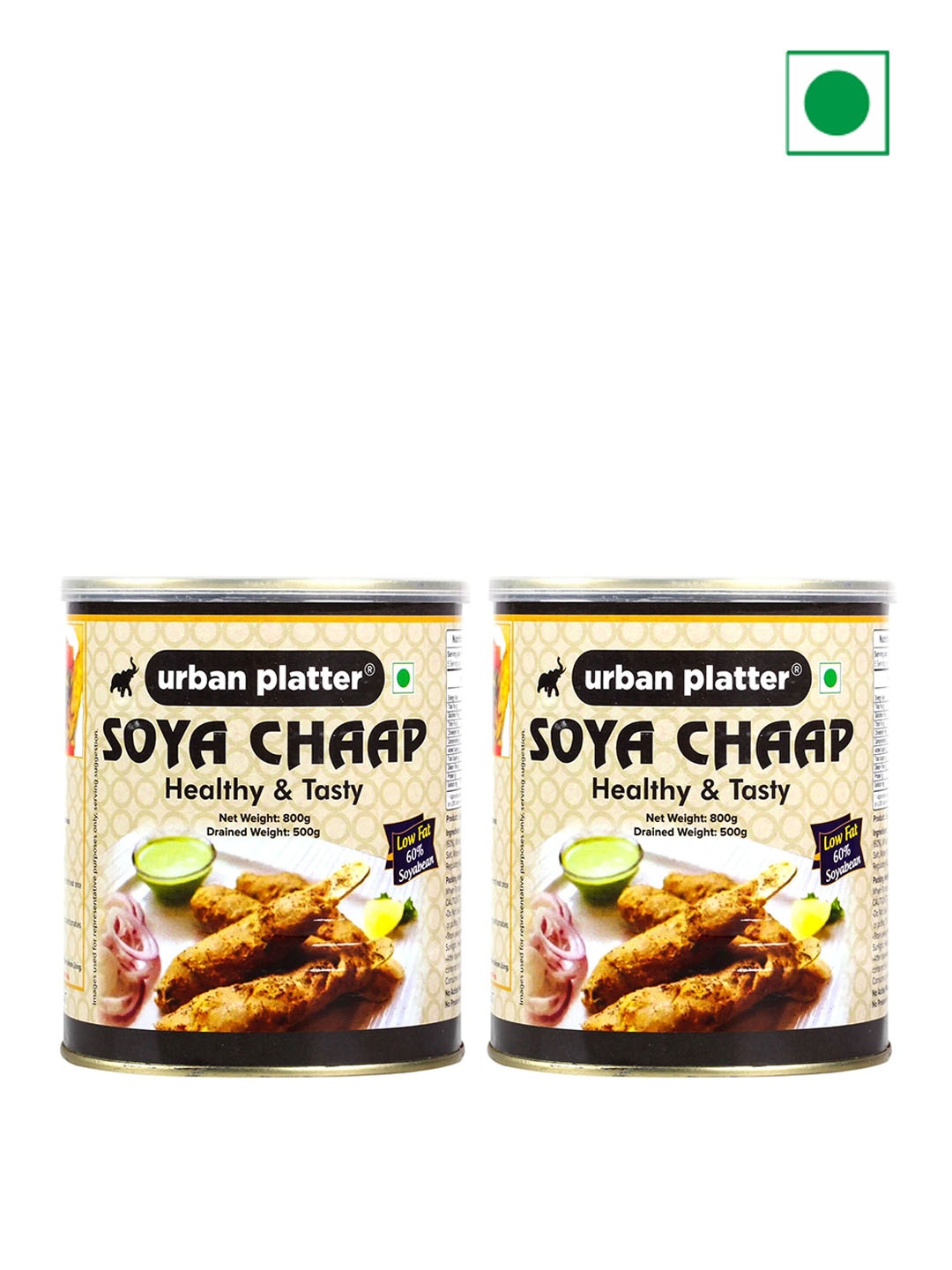 

URBAN PLATTER Pack Of 2 Soya Chaap in Brine - 1600g, Cream