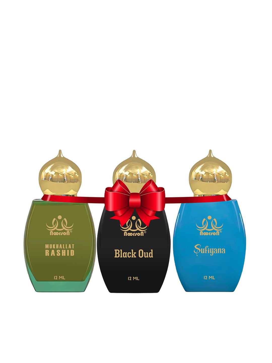 

Noorson Set of 3 Mukhallat Rashid Black Oud & Sufiyana - 12ml Each, Olive