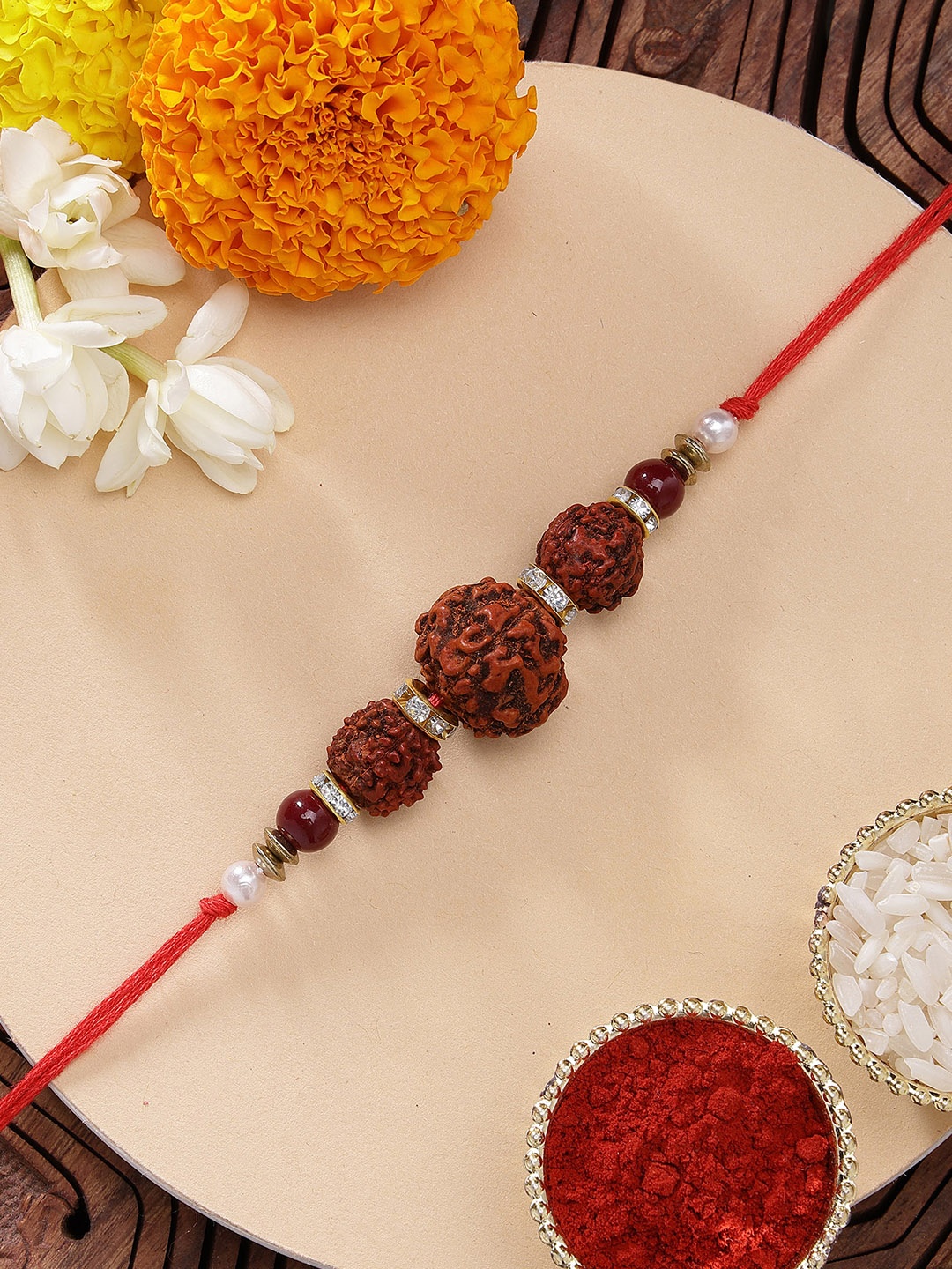 

KARATCART Rudraksha Rakhi Rakhi with Roli & Chawal, Brown
