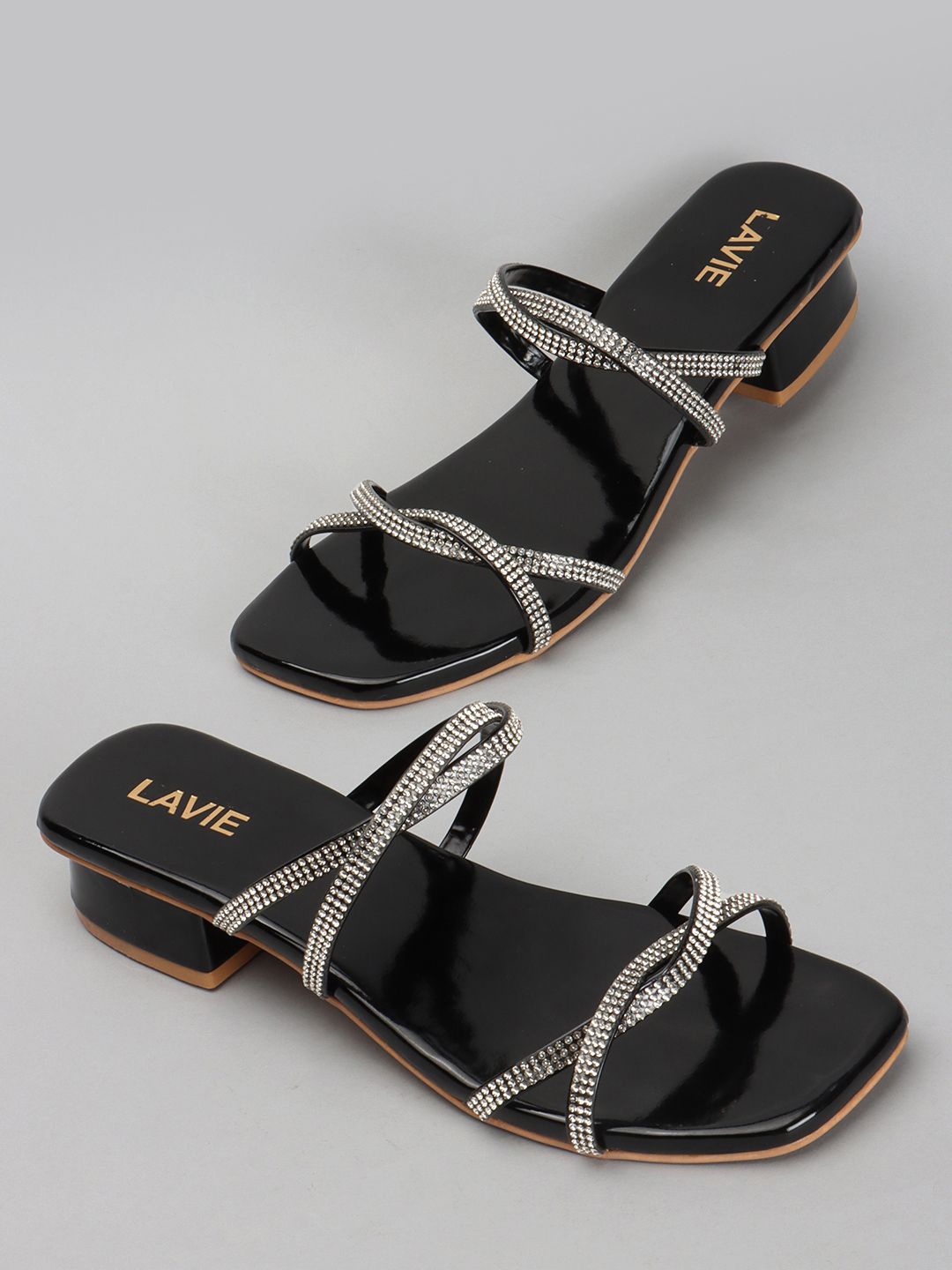 

Lavie Embellished Block Sandals, Black