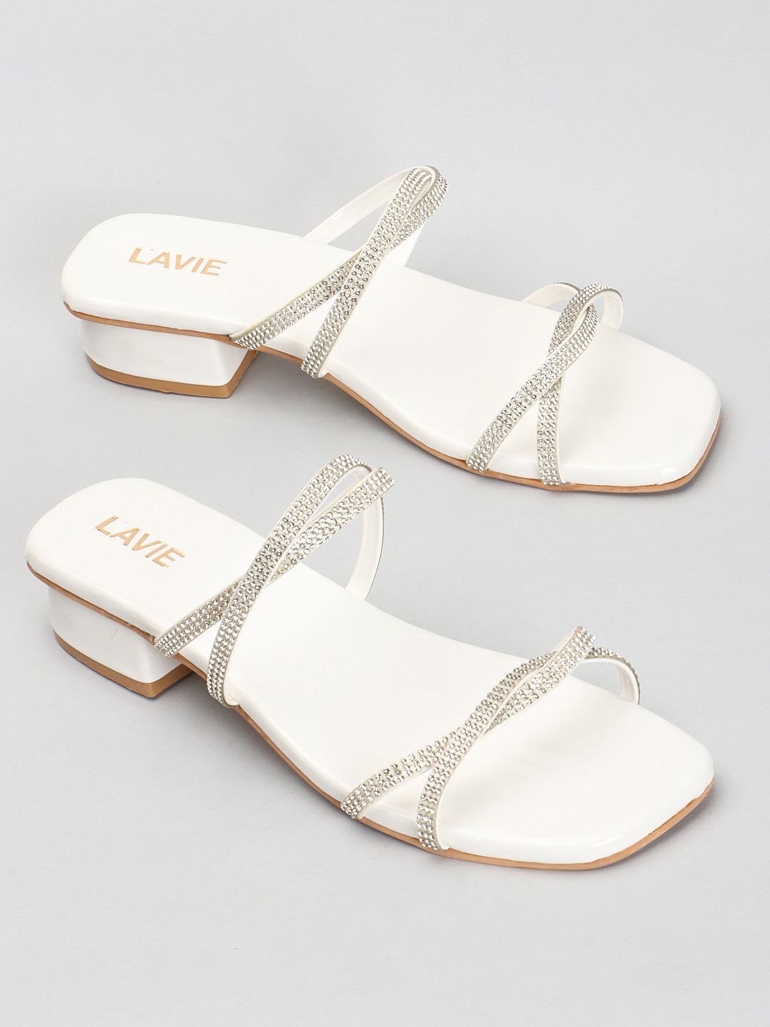 

Lavie Embellished Block Sandals, White