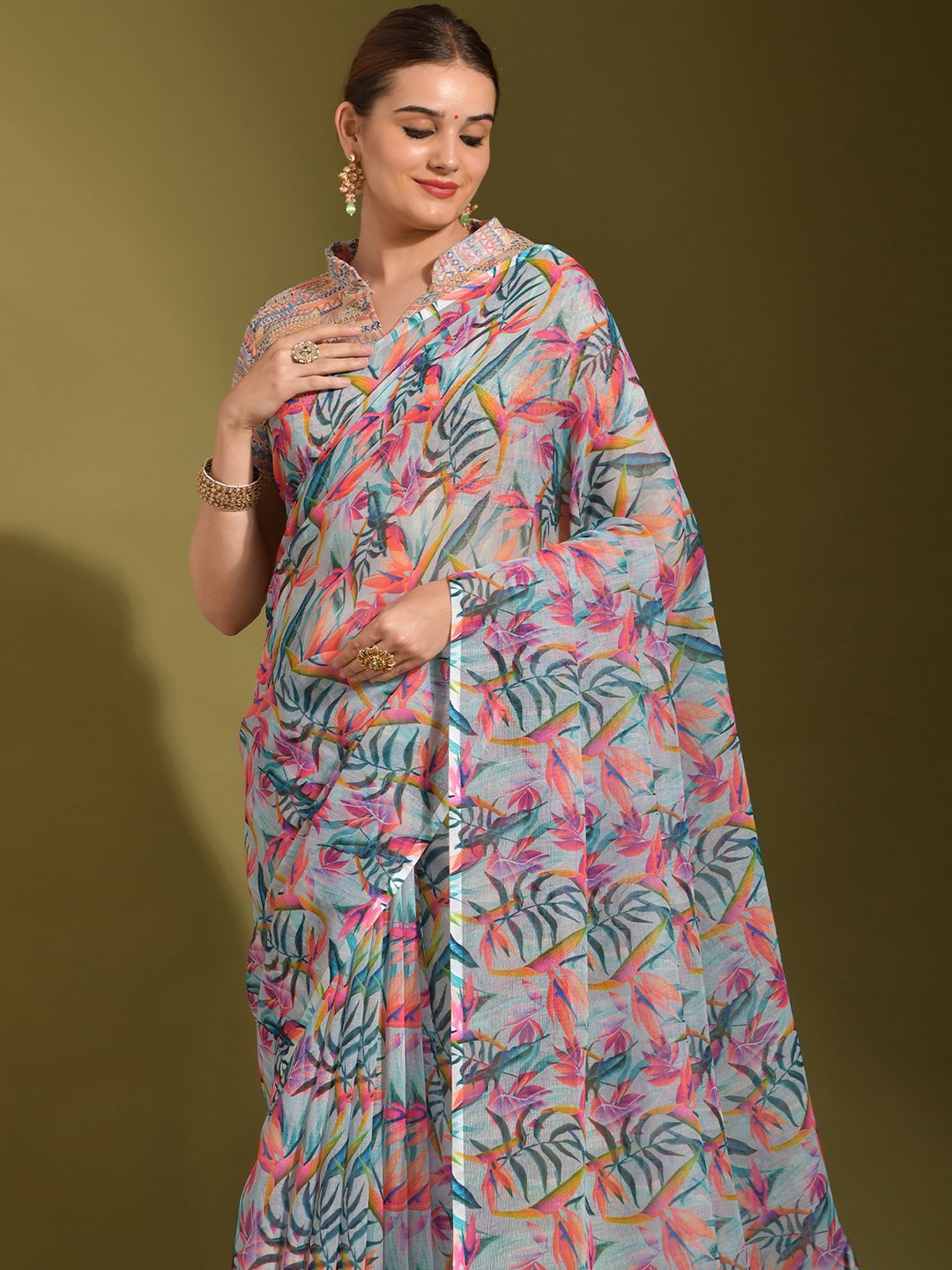 

Kalista Floral Saree, Blue
