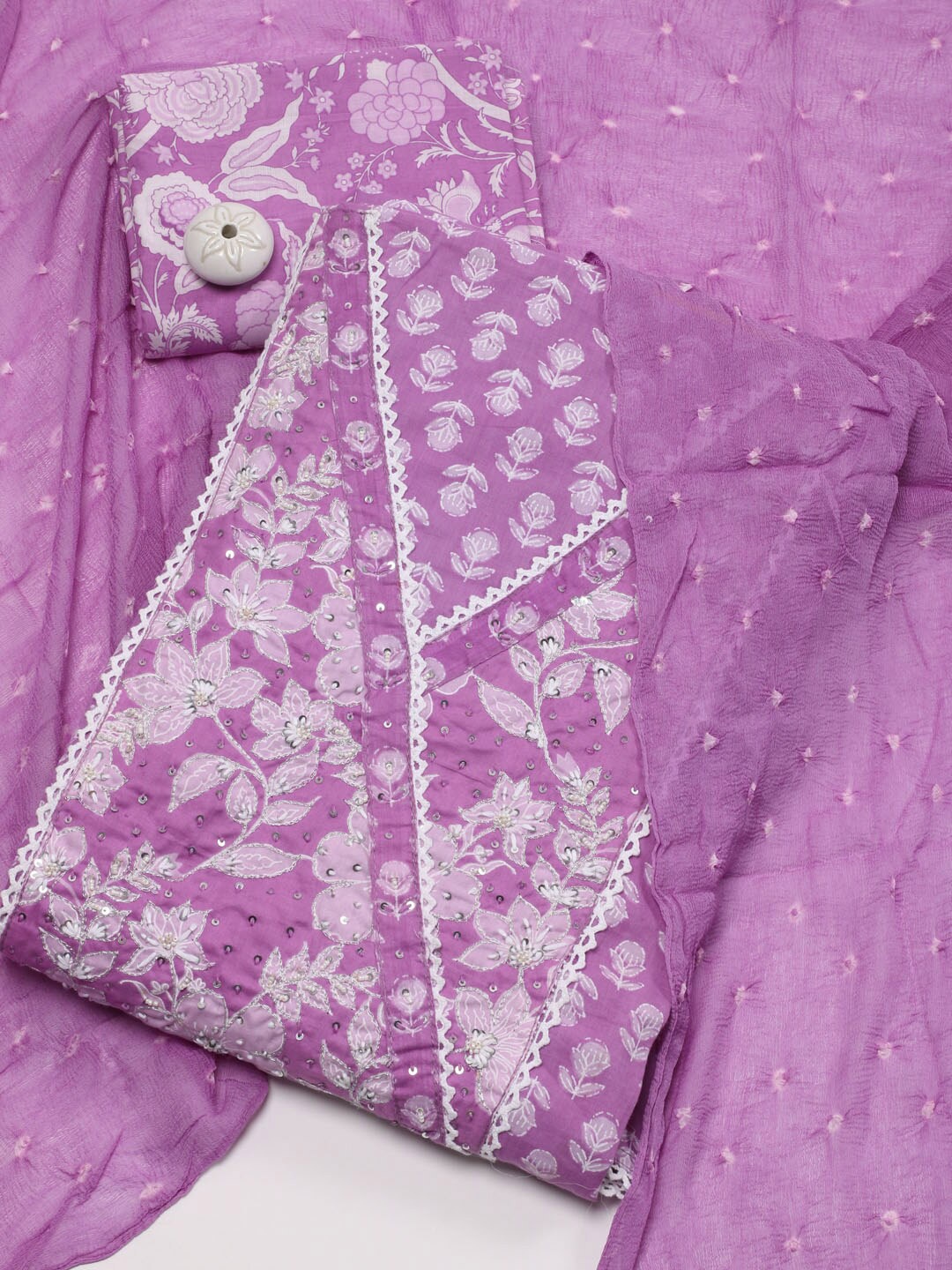 

Meena Bazaar Printed Unstitched Dress Material, Purple