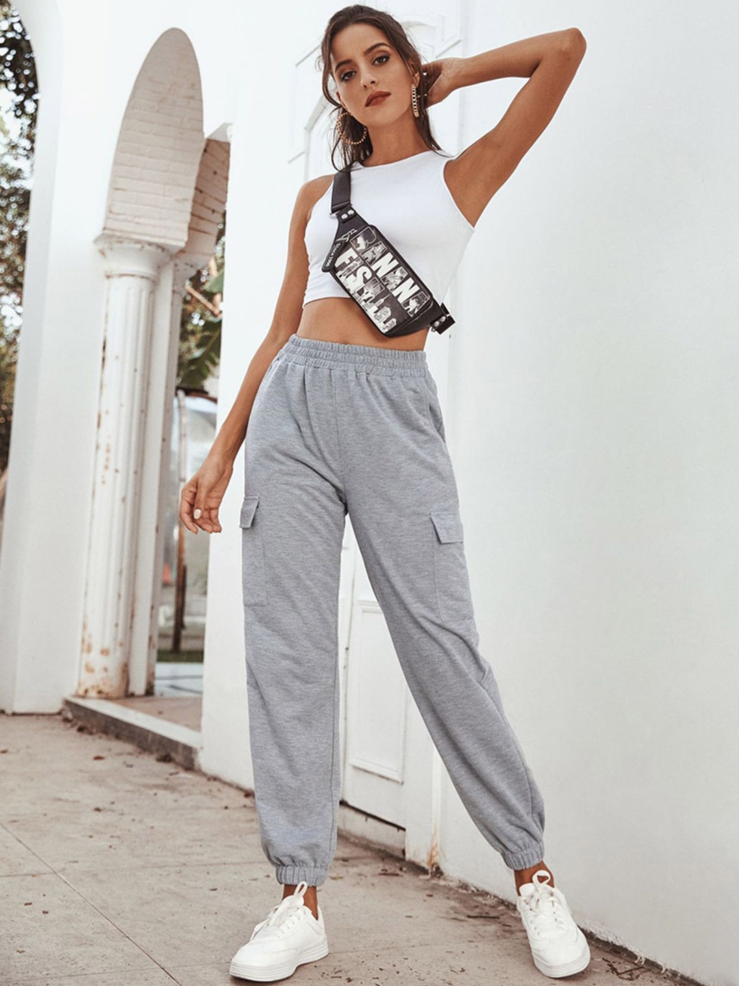 

StyleCast x Revolte Women Joggers Trousers, Grey