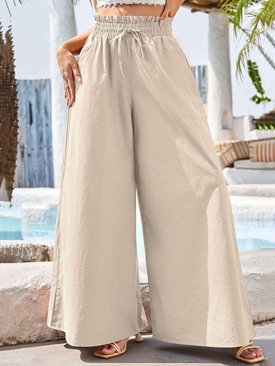 

StyleCast x Revolte Women Straight Fit Trousers, Beige