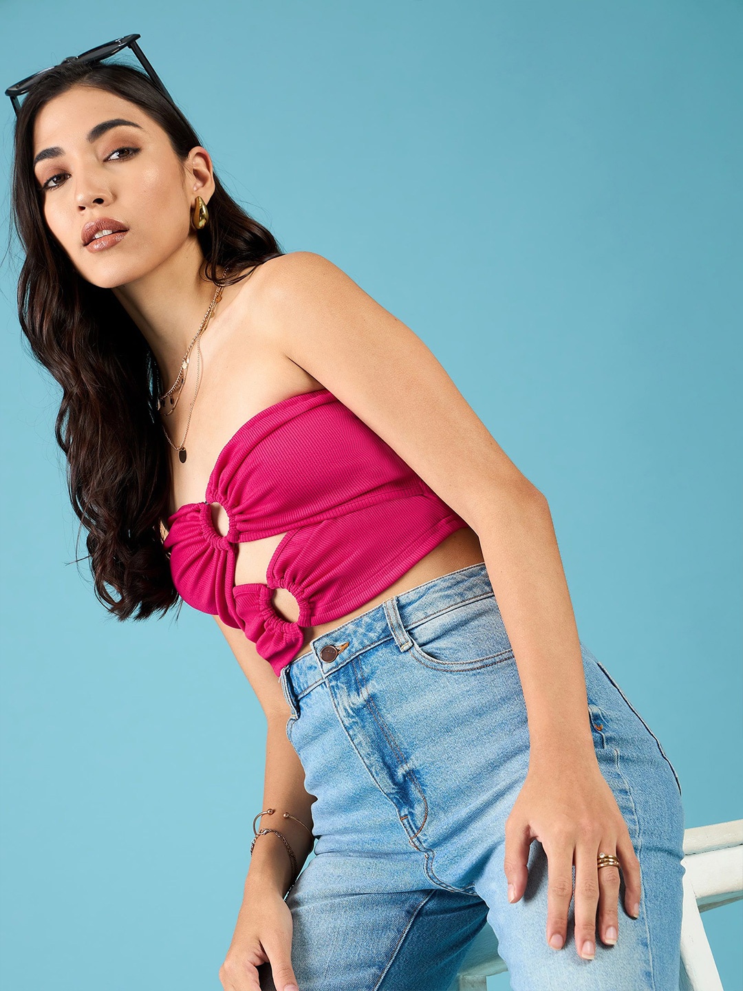 

Uptownie Ring Accent Tube Top, Pink