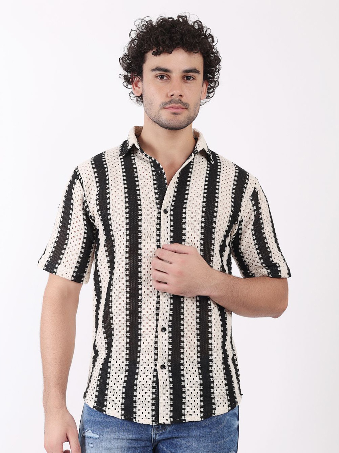 

SIGHTBOMB Men Comfort Opaque Printed Party Shirt, Black