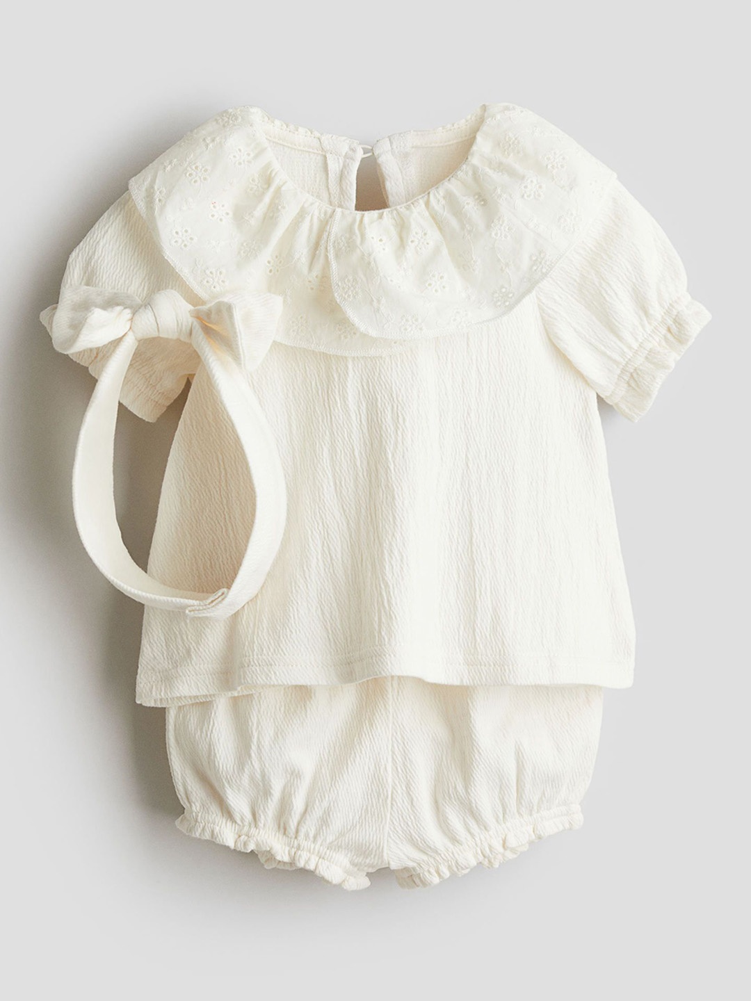 

H&M Infant Girls 3-Piece Crinkle-Jersey Set, White