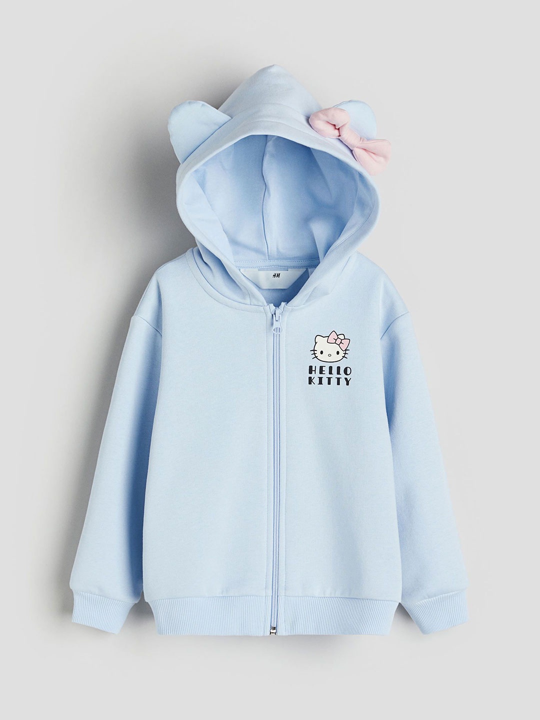 

H&M Girls Printed Zip-Through Hoodie, Blue