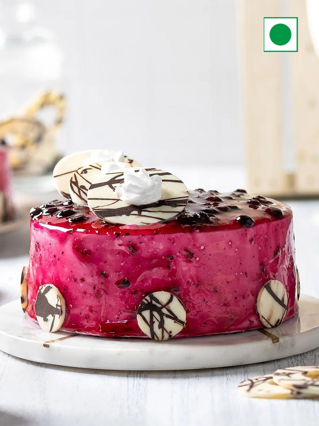 

fnp Blueberry Flavour Eggless Round Glaze Cake- 500Gm, Red