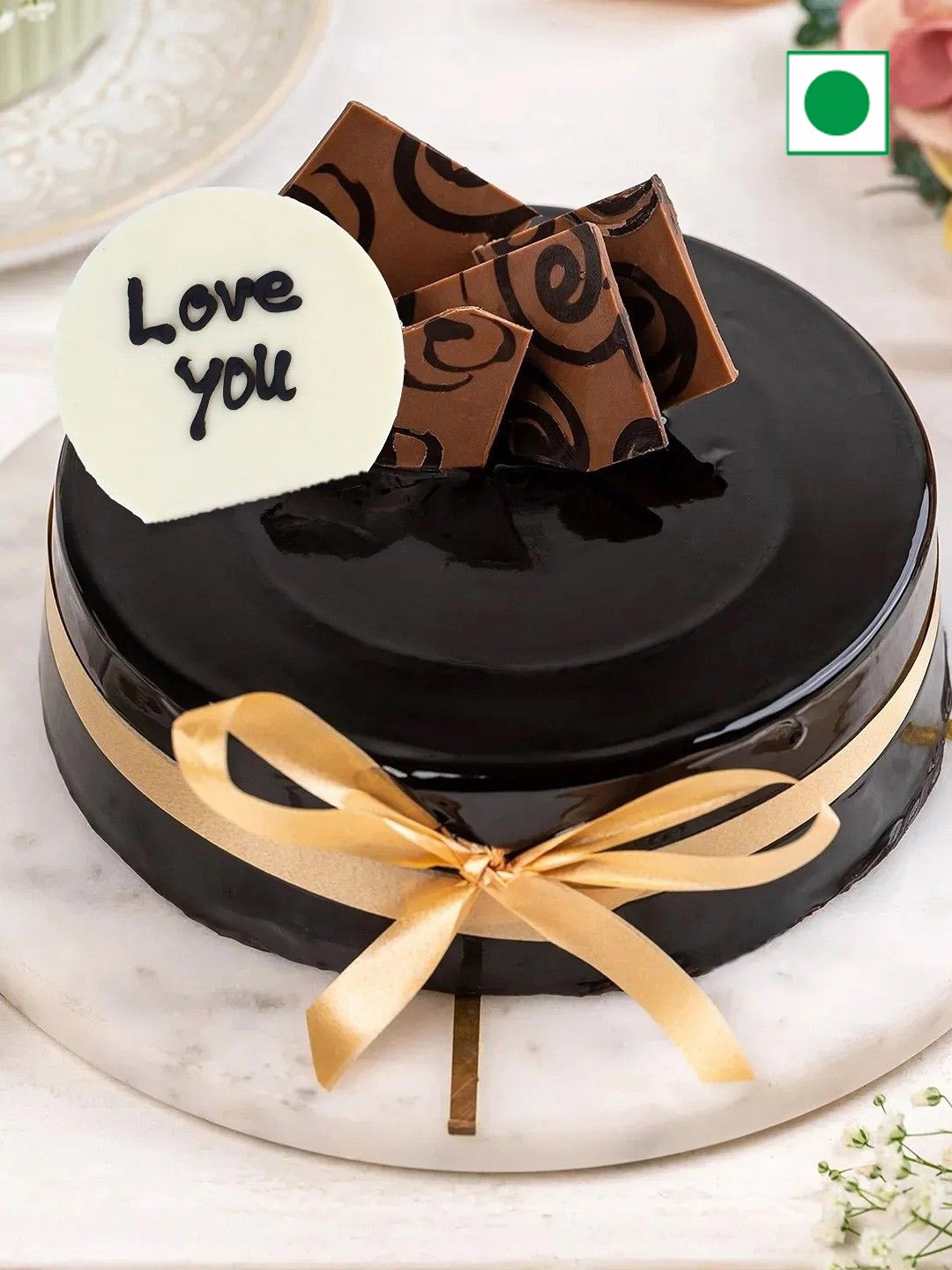 

fnp Chocolate Flavour Eggless Round Cake - 1Kg, Black